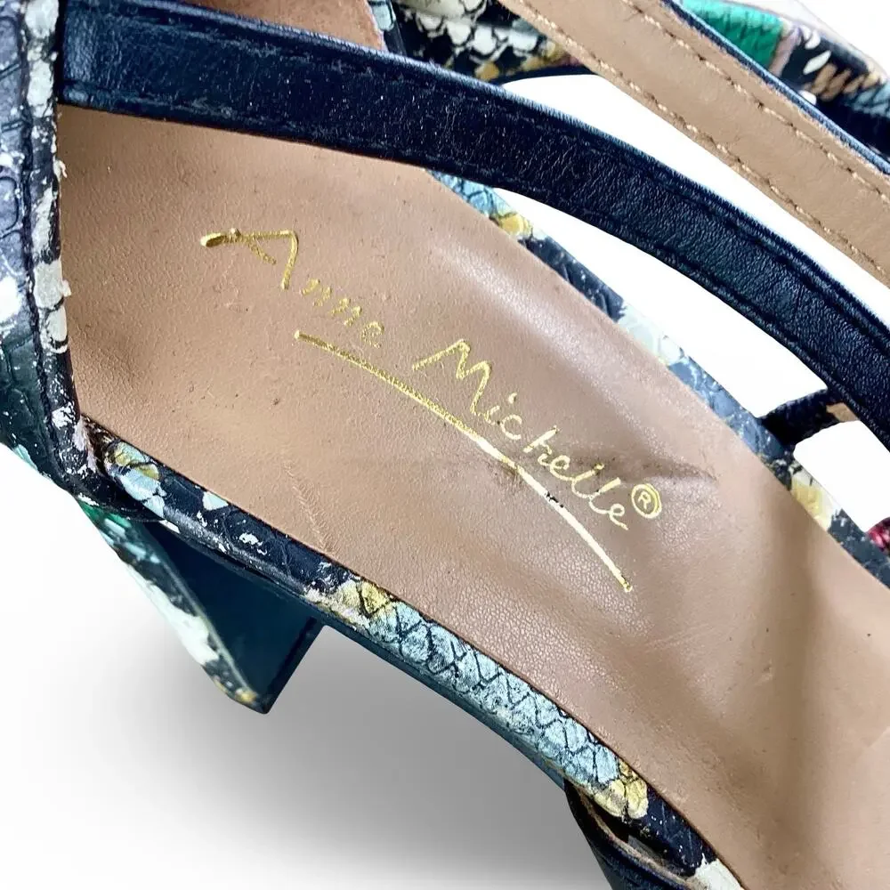 Anne Michelle Faux Snakeskin Metallic Heels